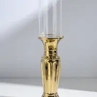 Подсвечник на 1 свечу &laquo;Арте&raquo;, керамика, стекло, d=7.5 см, золото, 9&times;9&times;37.5 см
