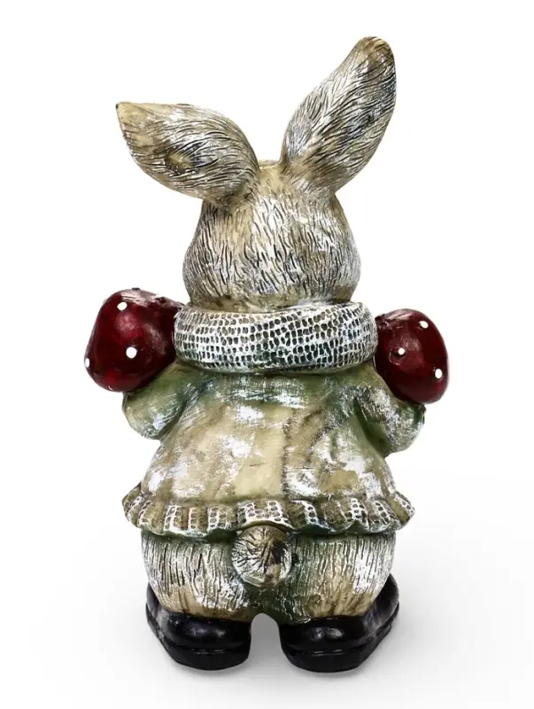 Садовая фигура из полистоуна &laquo;Зайка с грибами&raquo;, 26&times;12&times;16 см