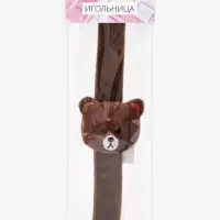 Игольница на браслете &laquo;Мишка&raquo;, 23&times;6.5 см, тёмно-коричневая