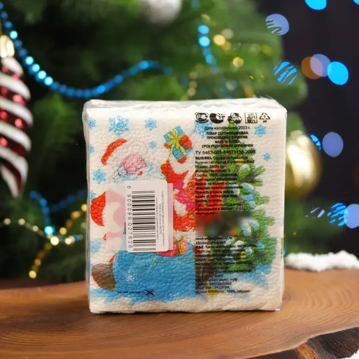 Салфетки новогодние бумажные Гармония цвета «Дед мороз» 1 слой, 24х24, 50 шт