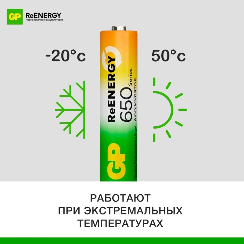 Аккумулятор GP 650mAh AAA GP65AAAHC-2DTECR2/ 65AAAHCRGY-2CRCB2 бл/2шт