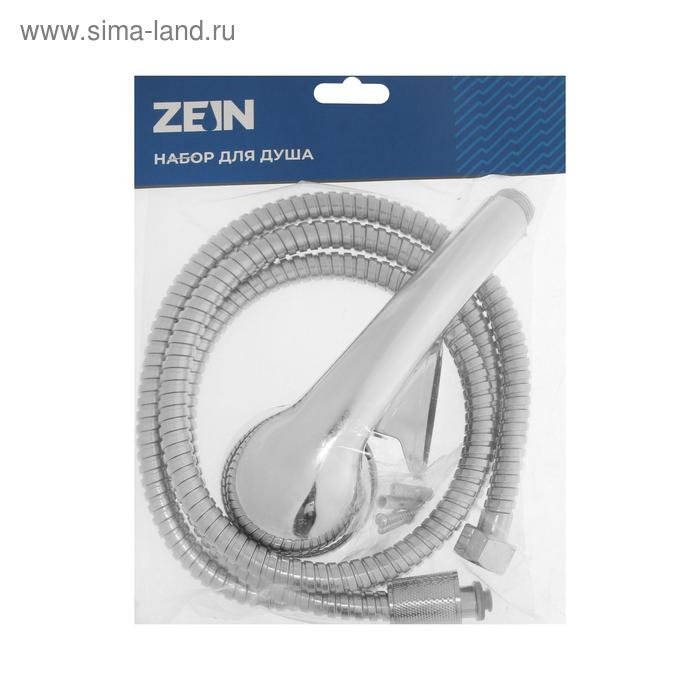 Набор для душа ZEIN Z0301, шланг 150 см, держатель, гайки пластик, лейка 1 режим Набор для душа ZEIN Z0301, шланг 150 см, держатель, гайки пластик, лейка 1 режим