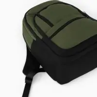 Рюкзак, 26*14*39 см, 2 отд 5н/карм, Комби, Водонепрон. дно, зеленый/черн