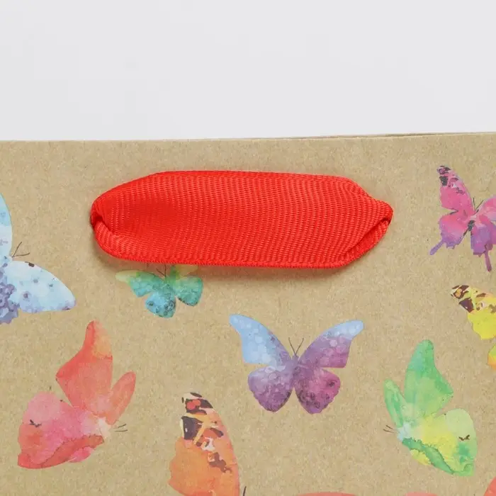 Пакет подарочный крафтовый, упаковка, &laquo;Бабочки&raquo;, 12 х 15 х 5.5 см