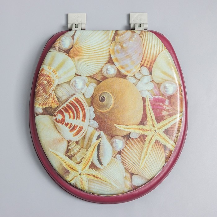 Сиденье для унитаза с крышкой,Росспласт,43 х 37 см, мягкое, цвет бордо, рисунок микс Сиденье для унитаза с крышкой,Росспласт,43 х 37 см, мягкое, цвет бордо, рисунок микс