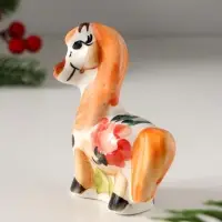 Сувенир Конь с гривой, 8х7,5 см, гжель, цвет