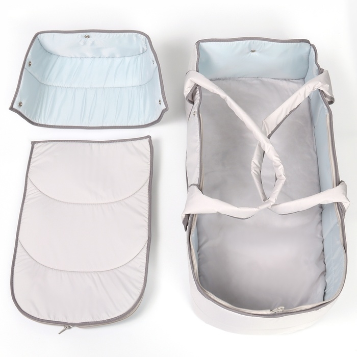 Люлька-переноска для новорожденных  «Ассорти», цвет светло-серый