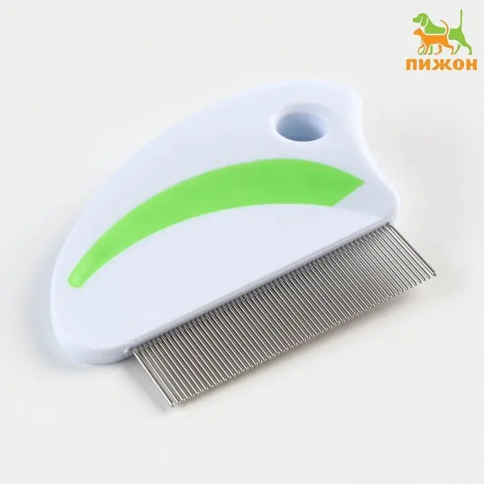 Расчёска малая, 8&times;6 с, с нескользящей ручкой, белая, зелёная