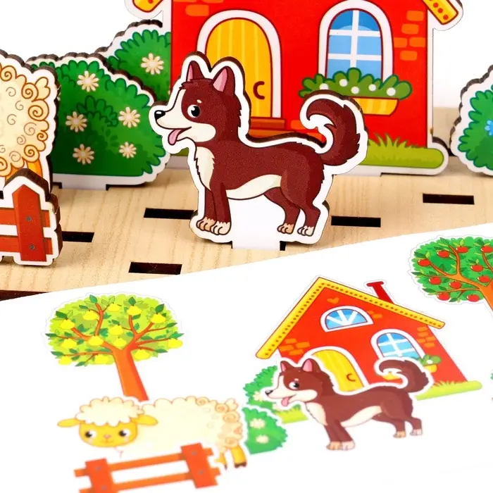 Настольная игра WoodLand Toys &laquo;Панорама. Ферма&raquo;, 32 детали