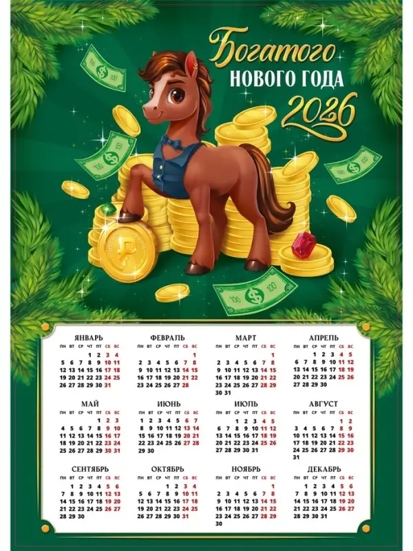 Календарь 2026 «Богатого нового года», А2 Календарь 2026 «Богатого нового года», А2