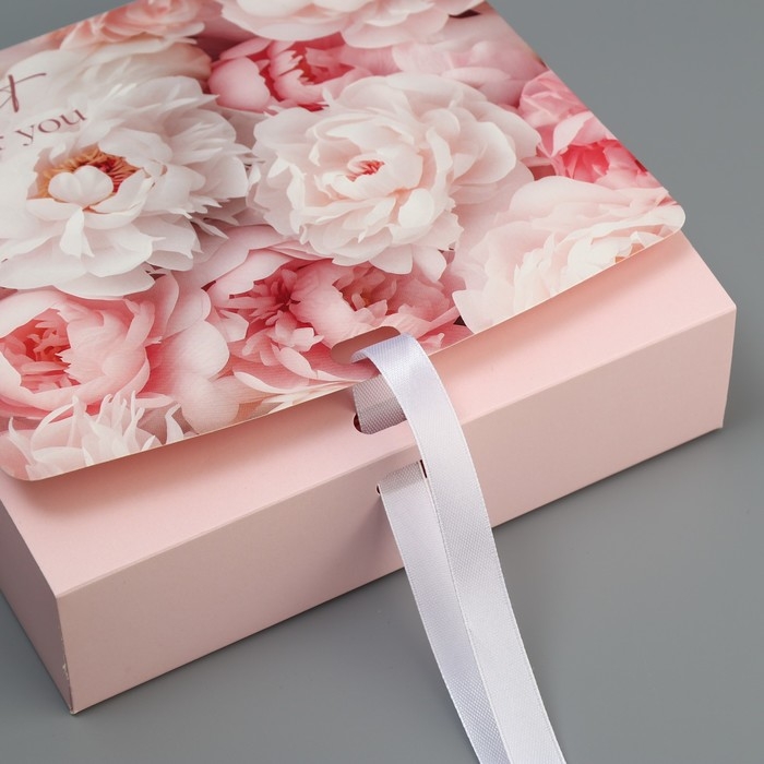 Коробка подарочная складная двухсторонняя, упаковка, «Пионы», 20 х 18 х 5 см