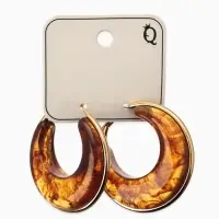 Серьги-кольца акрил "Тренд", цвет янтарный в золоте