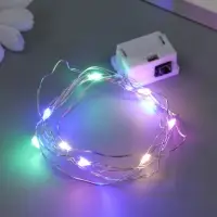 Нить светодиодная для сувениров, мульти, 10 диодов, длина 1 м, от батареек, 3хCR1130