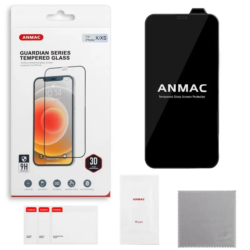 Защитное стекло для iPhone XS/X 3D ANMAC черное Арт. 1137122