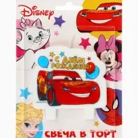 Свеча для торта &laquo;С Днем Рождения!&raquo;, 8&times;8 см, Тачки