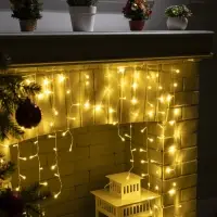Гирлянда &laquo;Бахрома-арка&raquo; 1&times;1 м, IP20, прозрачная нить, 126 LED, свечение тёплое белое, 8 режимов, 220 В