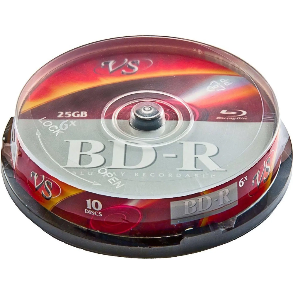 Носители информации Blu-ray BD-R, 6x, VS, Cake/10, VSBDR4CB1002