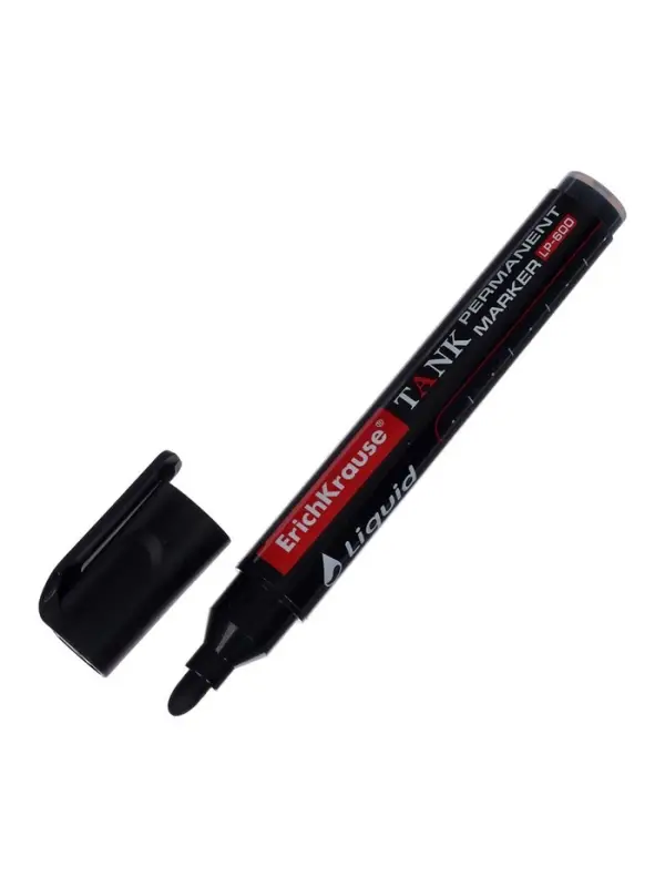 Маркер перманентный ErichKrause. Tank LP-600, чёрный, узел 2.5 мм, жидкий