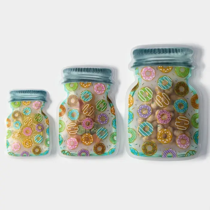 Набор пакетов для хранения сыпучих Доляна «Пончики», застёжка zip-lock, 3 шт., 15×10 см, 20×13 см, 24.5×16.5 см