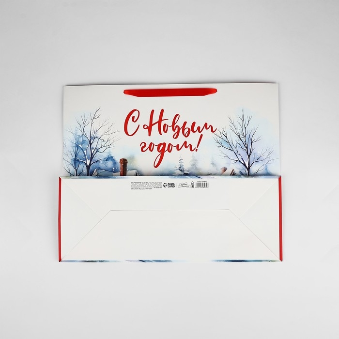 Пакет подарочный новогодний ламинированный &laquo;Зимняя деревня&raquo;, XL 49 х 40 х 19 см , Новый год