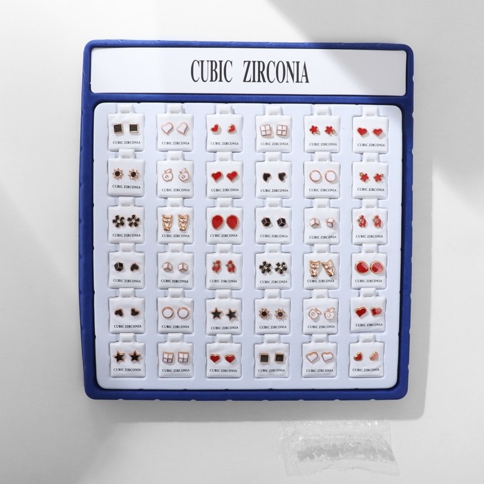 Пусеты в коробке 36 пар «Адель», цвет МИКС в золоте Пусеты в коробке 36 пар «Адель», цвет МИКС в золоте