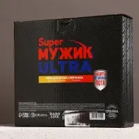 Подарочный набор Super Ultra, гель для душа канистра 500 мл и мочалка лента, HARD LINE
