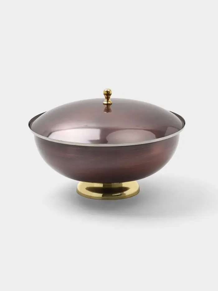 Блюдо глубокое с крышкой &laquo;Жемчуг&raquo;, 27&times;27&times;19 см, нержавеющая сталь, покрытие антик