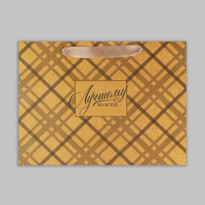 Пакет подарочный крафтовый горизонтальный, упаковка, «Лучшему во всём», MS 23 х 18 х 8 см Пакет подарочный крафтовый горизонтальный, упаковка, «Лучшему во всём», MS 23 х 18 х 8 см