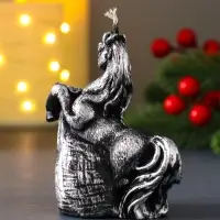 Свеча Символ Года  "Лошадь с мешком подарков", лак, 9,2*8*5, черная