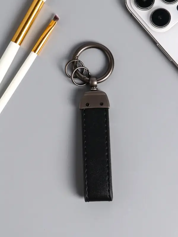 Брелок кожзам, металл  Брелок кожзам, металл "Ремешок" чёрный матовый 12,2х2,3х0,7 см