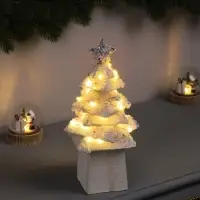 Фигура деревянная &laquo;Ёлочка белая&raquo;, 27&times;14&times;14 см, 35 LED, от батареек AAx2, свечение тёплое белое