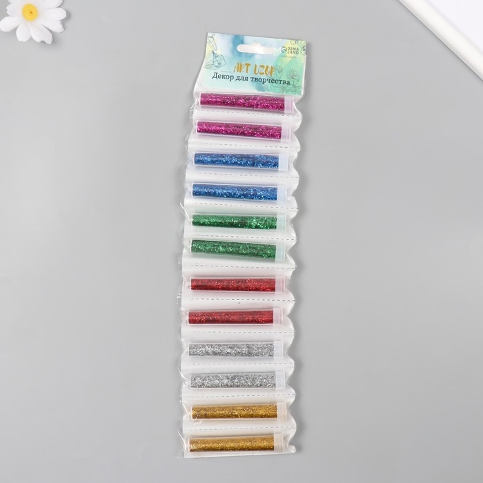 Глиттер (набор 12 шт) Глиттер (набор 12 шт) "Пудра яркая" в тюбике 3 грамма