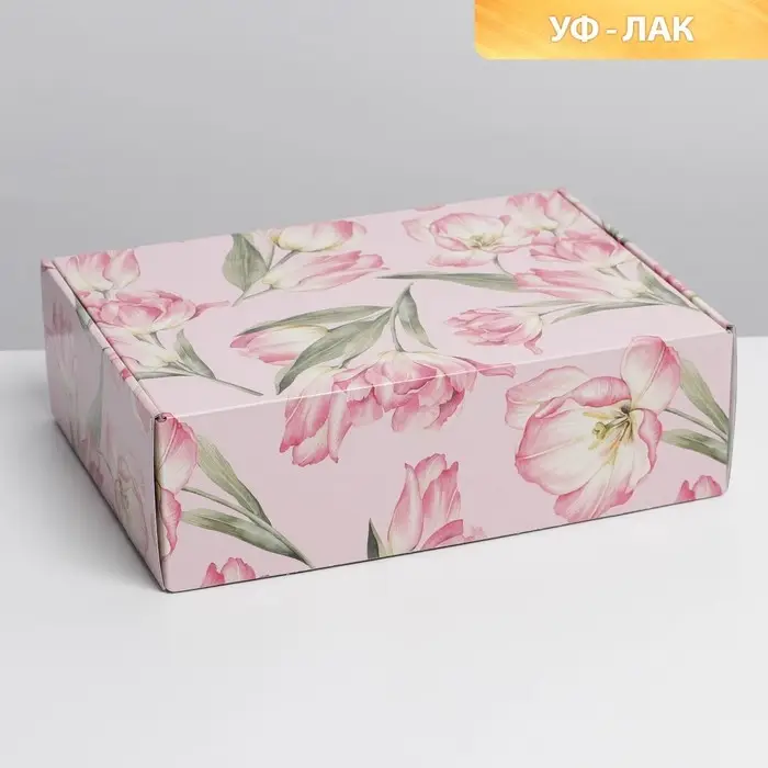 Коробка подарочная складная, упаковка, «Цветы», УФ-лак, 30.5 х 22 х 9.5 см