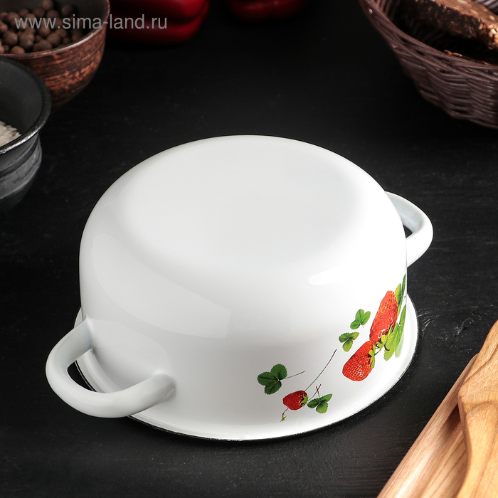 Кастрюля эмалированная 1,5 л, декор МИКС, цвет белый Кастрюля эмалированная 1,5 л, декор МИКС, цвет белый