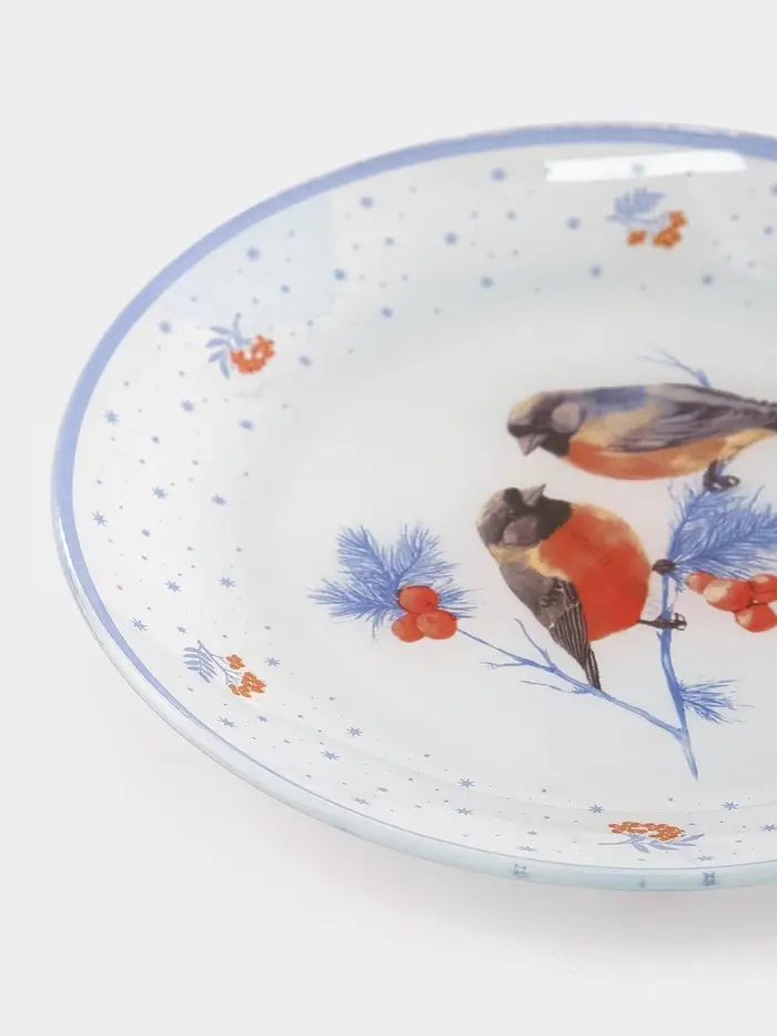 Тарелка десертная круглая "Снегири на ветке" 19 см