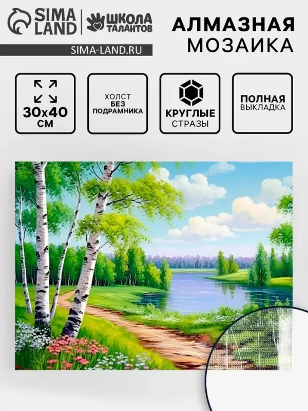 Алмазная вышивка полное заполнение &laquo;Березки&raquo;, 30&times;40 см, на холсте