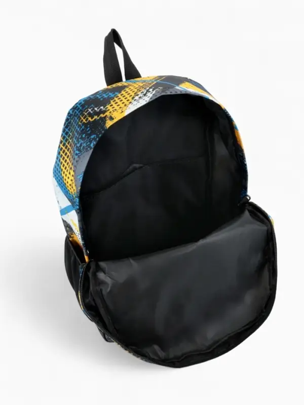 Рюкзак школьный на молнии, с карманом, с абстрактным принтом, однотонный, размер 29&times;12&times;42 см, голубой/жёлтый