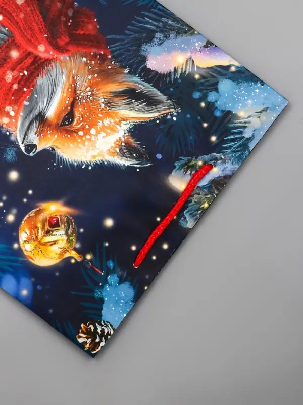 Пакет подарочный новогодний ламинированный, «Лиса» , 26×12×32 см