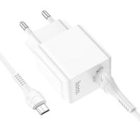 Сетевое зарядное устройство Hoco C98A, 1 USB, 18 Вт, QC, кабель Micro USB -USB, 1 м, белое