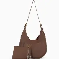 Сумка - мешок женская TEXTURA, на магните, с косметичкой, 34&times;12&times;27 см, коричневая