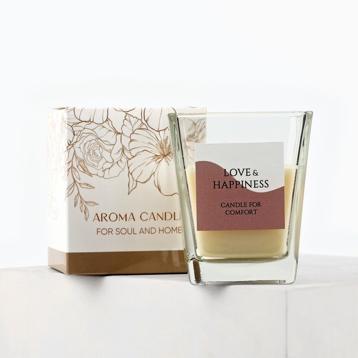 Свеча ароматическая в стекле «Happiness»: грейпфрут и мёд, 6,8 х 8 см. Свеча ароматическая в стекле «Happiness»: грейпфрут и мёд, 6,8 х 8 см.