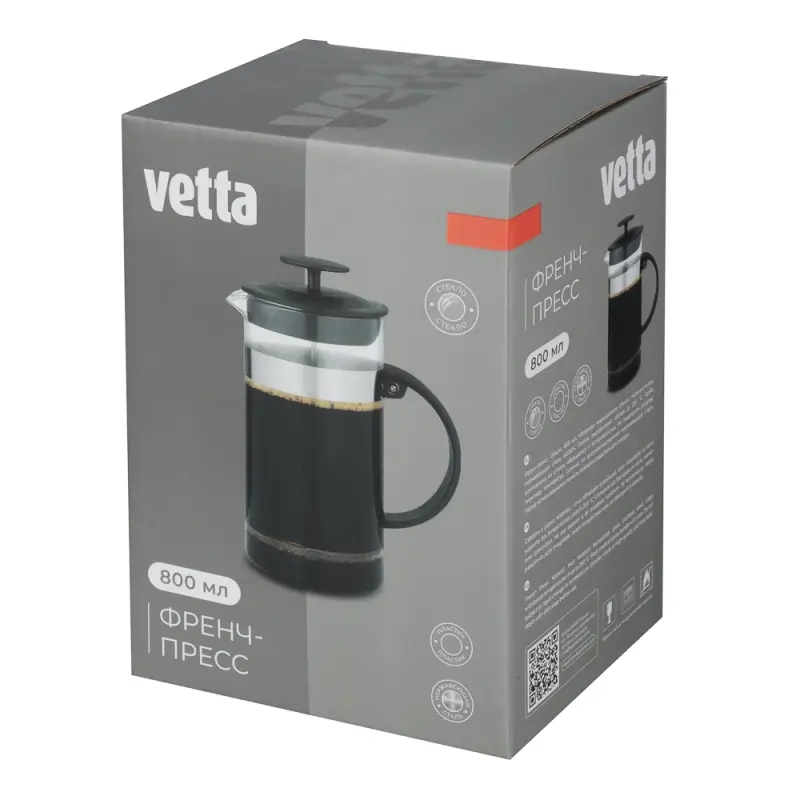 VETTA Флор Френч-пресс нерж.сталь, стекло, 800мл B05-800