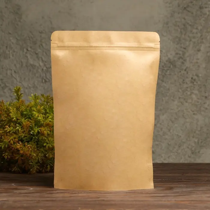 Пакет Zip-lock Крафт с прозрачной стенкой 18 Х 26 + 4 см