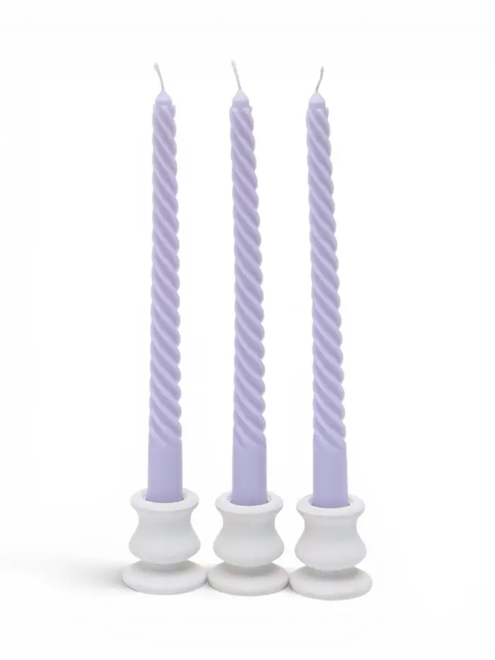 Набор свечей витых 25 см, 3 шт., 57 г, 5 ч, лаванда