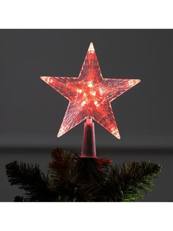 Светодиодная верхушка на ёлку &laquo;Звезда красная&raquo;, 16 см, 10 LED, 220 В, свечение красное
