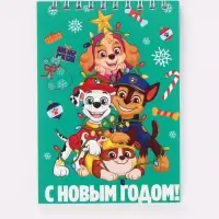 Блокнот А6, 40 листов, мягкая обложка, на гребне &laquo;Новогодние щенки&raquo;