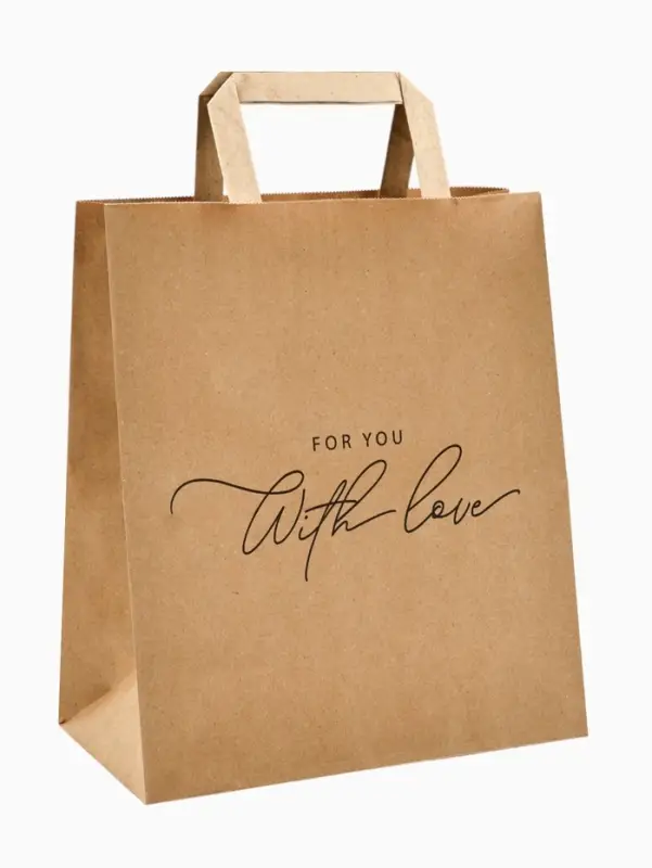 Пакет подарочный крафтовый For you with love, 24 х 28 х 14 см