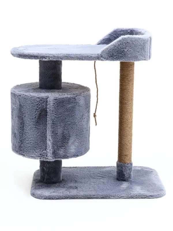 Комплекс для кошек с когтеточкой, 58&times;38&times;70 см, с лежанкой, джут, серый