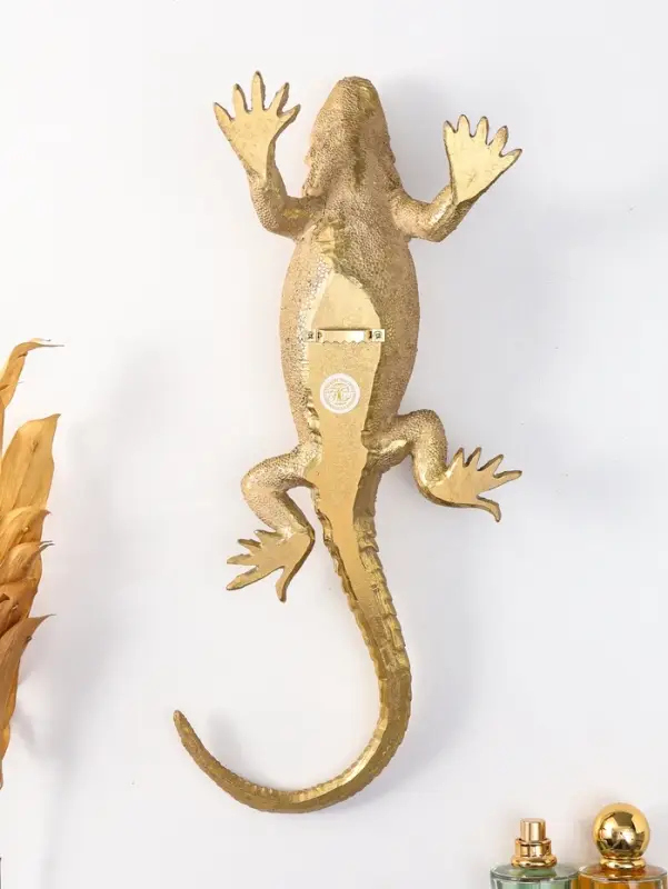 Панно интерьерное полистоун "Ящерица шипохвост" золото 38,7х16,9х9,5 см