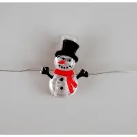 Гирлянда &laquo;Нить&raquo; 2 м, роса с насадками &laquo;Прищепки-снеговик&raquo;, IP20, серебристая нить, 20 LED, от батареек АА&times;2, свечение тёплое белое